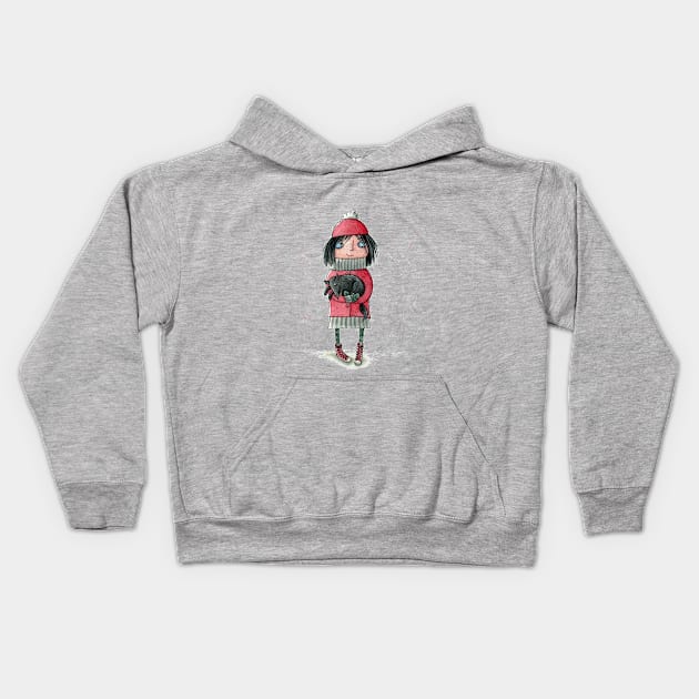 Rotkäppchen liebt den Wolf - Little Red Riding Hood Loves The Wolf Kids Hoodie by JunieMond